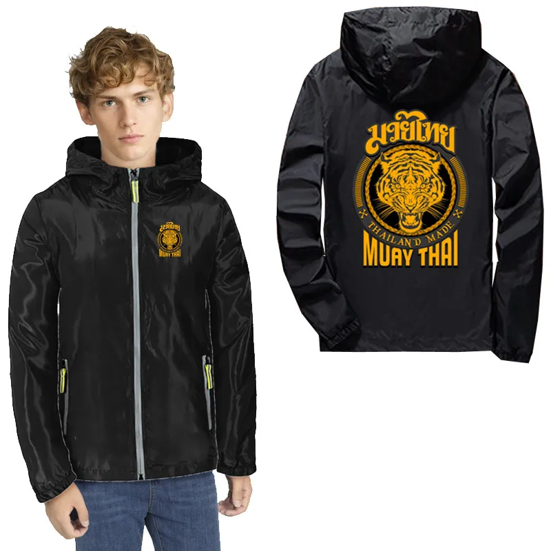 Мужская тонкая ветровка muay thai tiger Тайланд тигр Муай Тай с логотипом куртка на