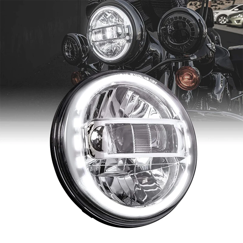 

Black 7 Inch LED Headlight DRL Hi/Lo Beam For Harley Touring Ultra Classic Electra Street Glide Road King Yamaha Headlamp