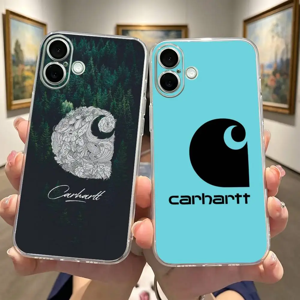 Фото Стильный прозрачный противоударный чехол C-Carhartts-es для iPhone 17, 16, 15, 14, 13, 12, 11 Plus, Pro Max №1