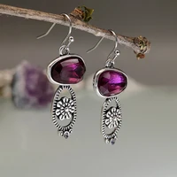 vintage boho purple stone drop earrings vintage flowers bridal accessories earrings jewelry anniversary gifts