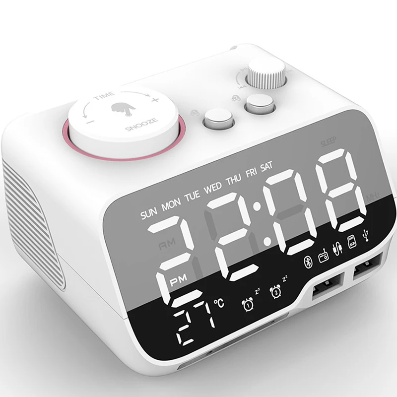 LED Alarm Clock Bluetooth-compatible Speaker Full Range, FM 