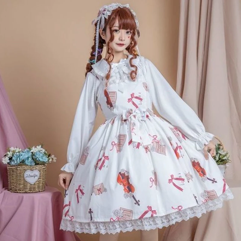 

Платье для девочек Lolita Kawaii, летнее готическое Новое японское платье на бретелях со звуком музыки