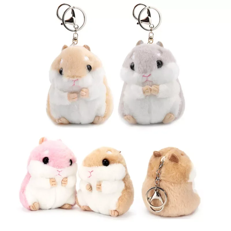 

Mini Plush Hamster Keychains Toys Stuffed Hamster Faux Rabbit Fur Pompom Fluffy Trinkets Car Handbag Pendant Key Chian Ring Hold