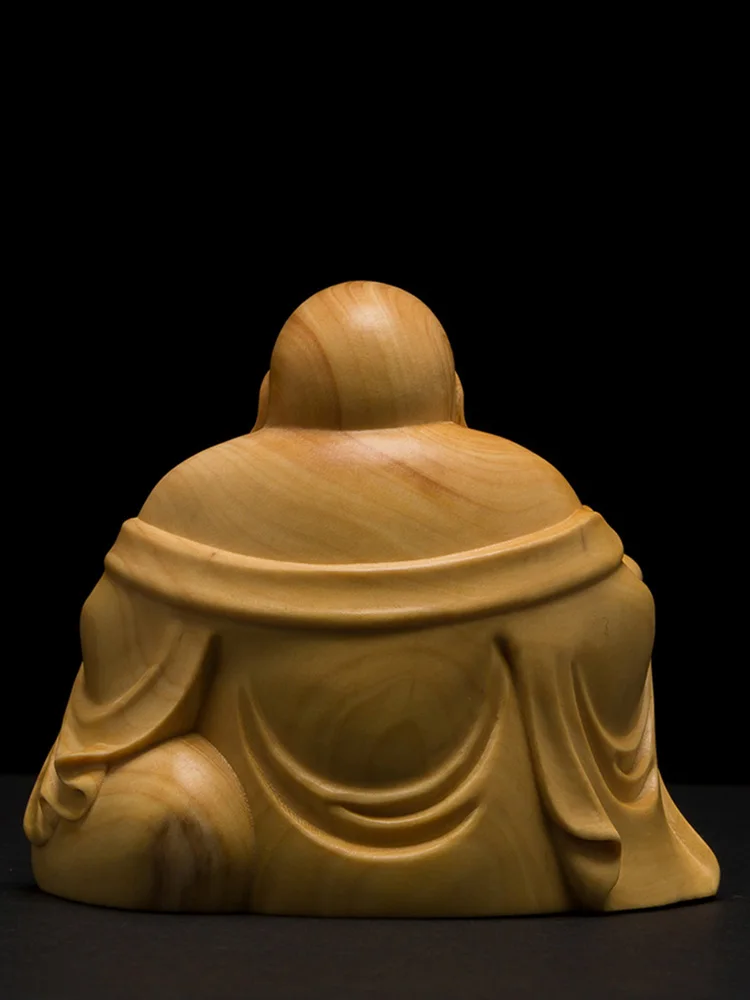 Деревянная мини-Статуэтка счастливого Будды маленькие фигурки деревянная