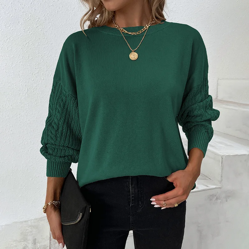 

Fashion Long Lantern Sleeve Casual Loose Knitted Tops Women Oversized Sweater Spring 2023 Elegant Ladies Solid Color Pullovers