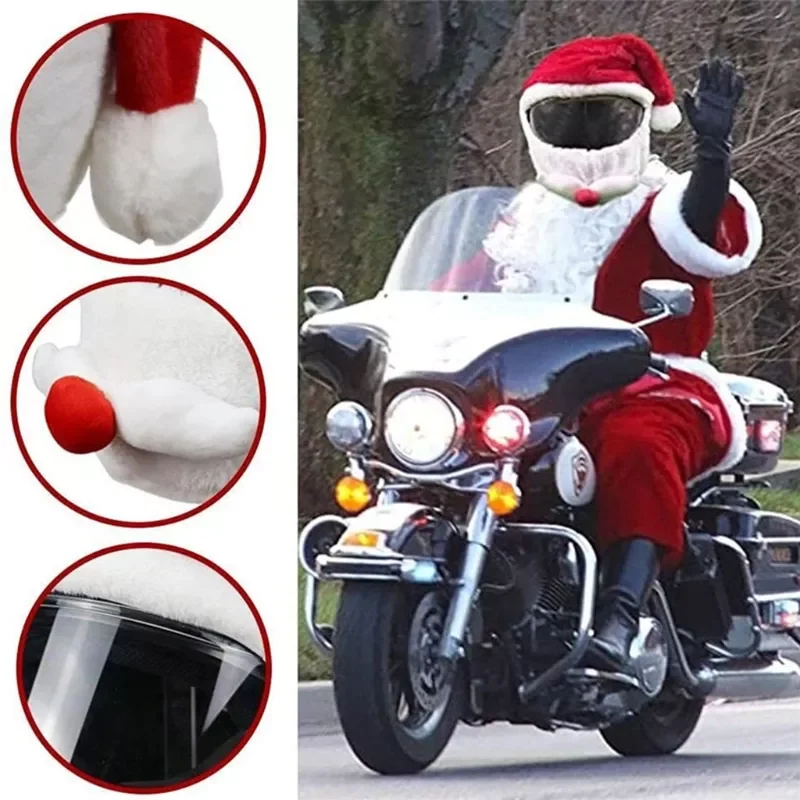 

Santa Claus Hat Plush Cover for Motorcycle Helmet Christmas Celebration Costume Santa Claus Costume Hat D7YA