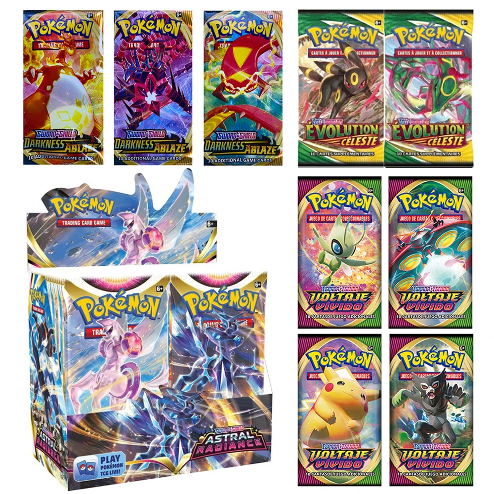 

French Version Pokemon Cards Random 1 Pack Anime Characters Pikachu Kids Trading Collection Gifts Toys Pokemon Album Booster Box