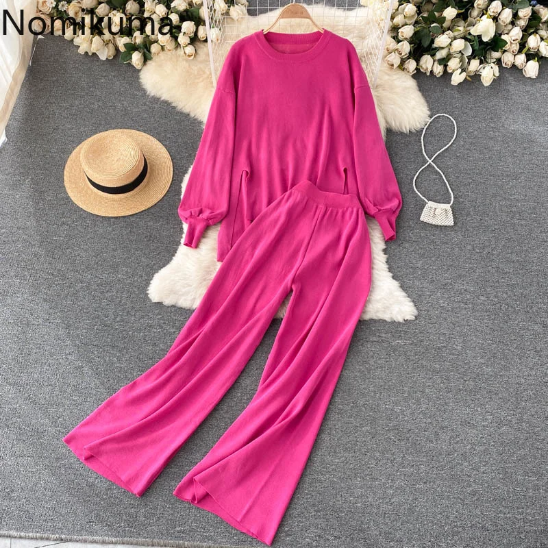 

Nomikuma 2 Piece Sets Womens Outfits Spring Autumn Irregular Hem Solid Color Loose Chic Conjunto Femenino Elegant Ensemble Femme