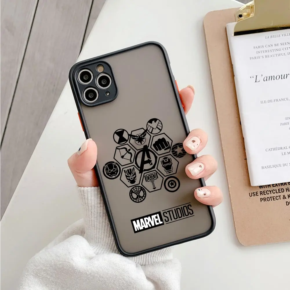 Фото Матовый полупрозрачный чехол Marvel Comics The Avengers для iPhone 17E 17 16 16E 15 14 13 12 11 Pro Max 17 Air 7 8 Plus XS Armor Cover №5
