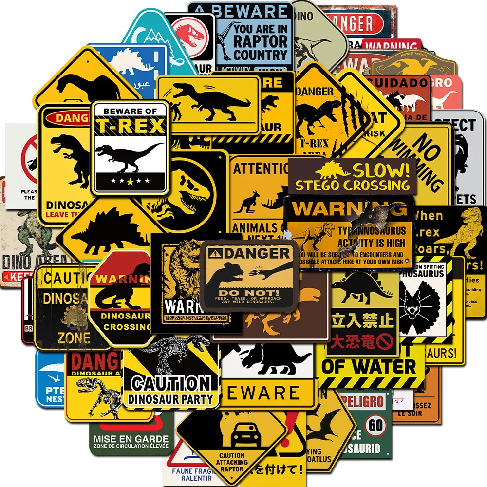 

10/30/60PCS Jurassic Park Warning Dinosaur Stickers Danger Banning Decals Car Luggage Guitar Fridge Laptop DIY Graffiti Sticker