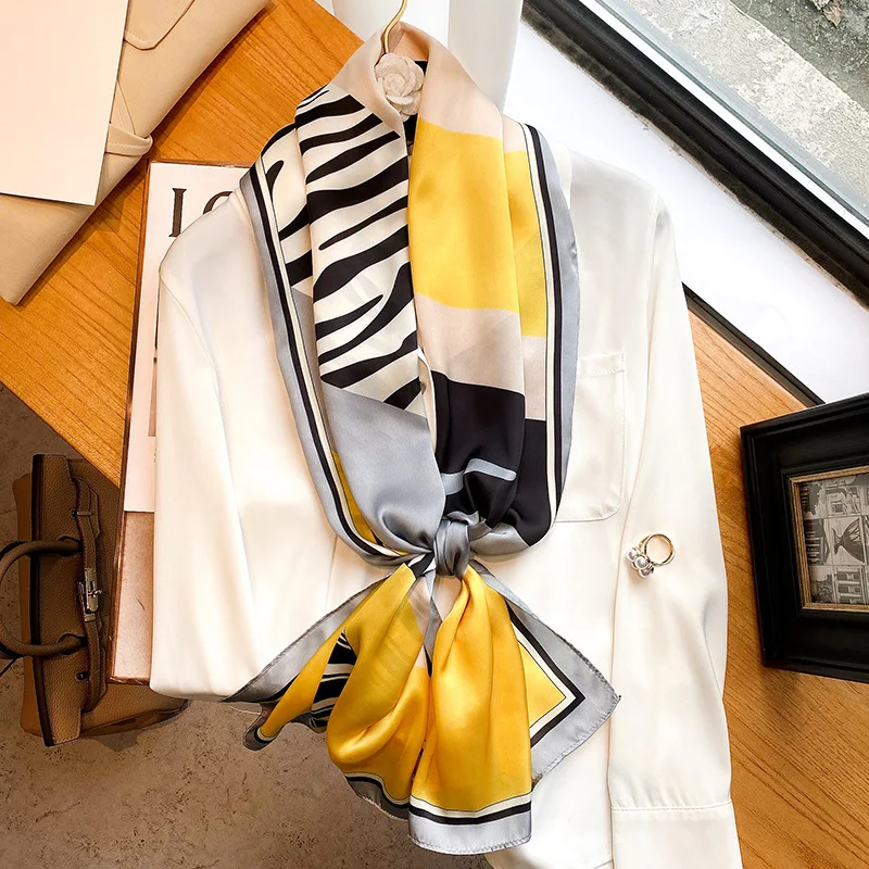 

2022 Four Seasons Stripe Long Scarf Fashion Sunscreen 160X40CM Headcloth Popular Print Silk Scarves Korean Style Classic Shawls