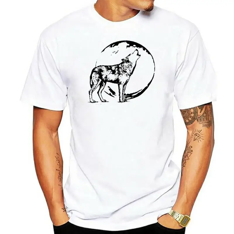 

Женская футболка с принтом Волка Луны, свободная футболка с коротким рукавом, женские топы, одежда, футболка с графическим рисунком