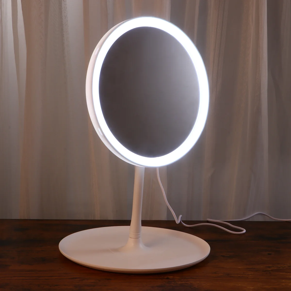 Household LED Lighted Makeup Mirror USB Rechargeable Dimmable Touch Screen Mirror