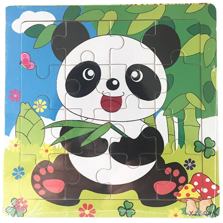 

2022 Wooden 16 Piece cartoon animal Vehicle Jigsaw Puzzle Children's early education jigsaw puzzle