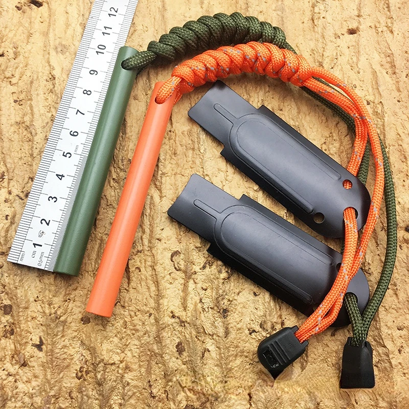 

Colored 10 * 100mm outdoor Camping Survival Tool Kits EDC Gear fire and survival whistle strong blade 7-core umbrella rope
