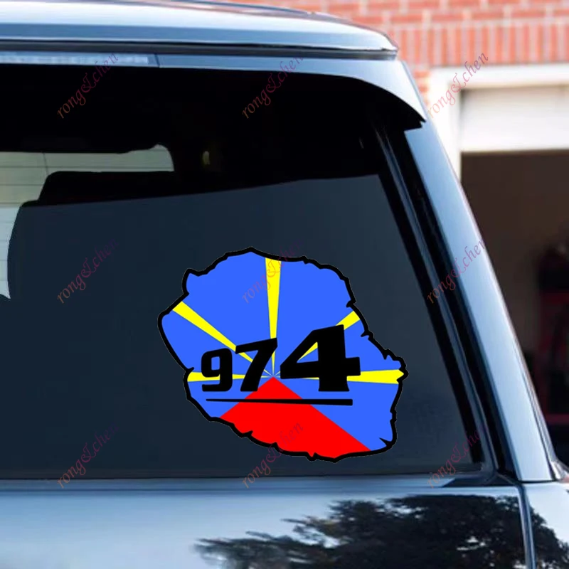 Карта флага креативные автомобильные стикеры Reunion Island 974 для автомобиля