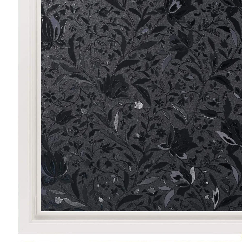 

Black Tulip Total Blackout Window Film 100% Light Blocking Glass Door Sticker Room Darkening Window Cling Heat Control