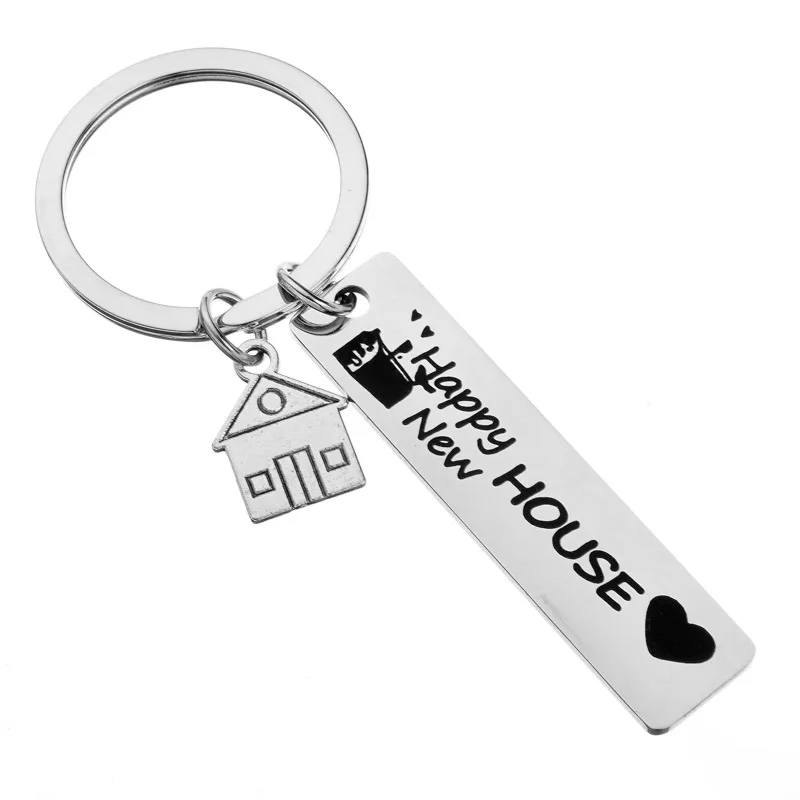 

Happy housewarming gift Stainless Steel Key Chain Lettering Happy New House