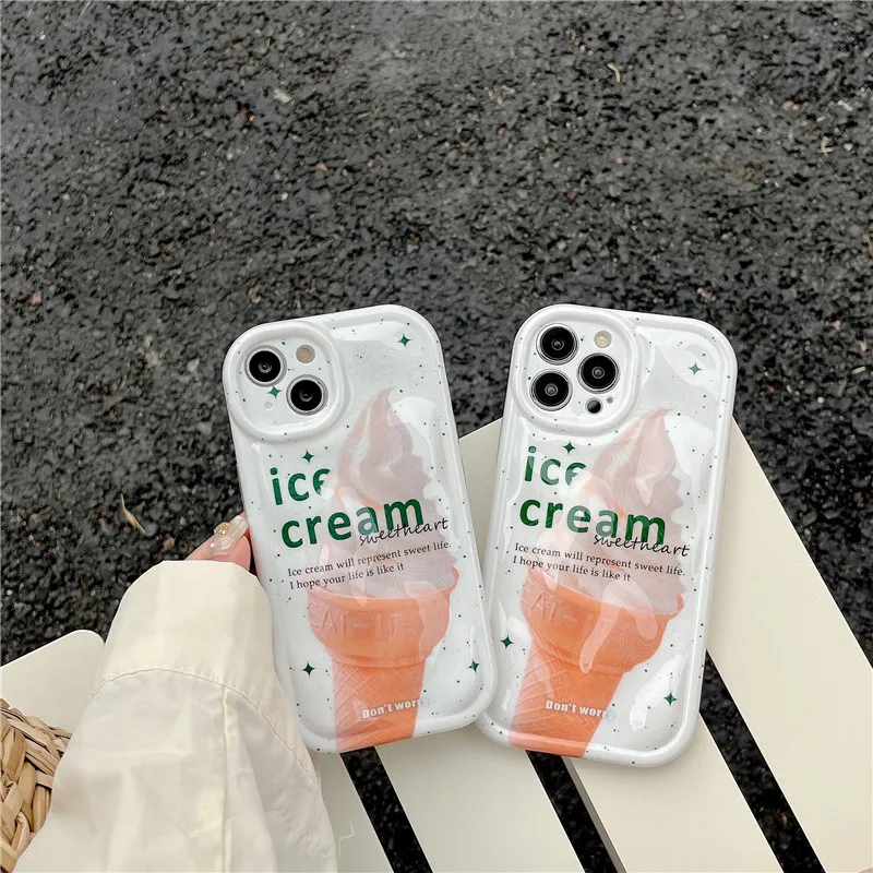 

For iPhone 14Promax 2023 New Ins Net Red Summer Ice Cream Stereo Meteorite Mobile Phone Soft Case 14Pro 13Promax 12 11