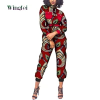 african clothes for women floral print long sleeve jumpsuit causal african women boubou lady dashiki elegant jumpsuit wy223