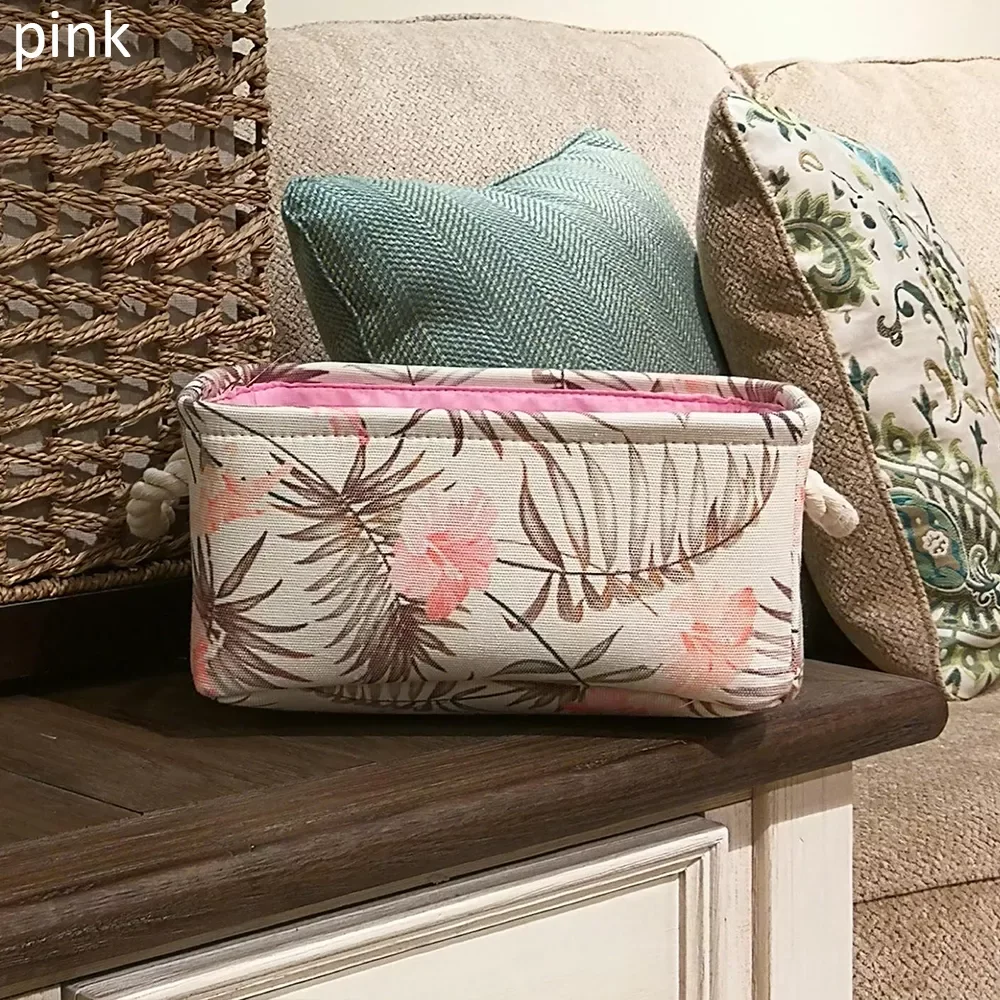 

2022Multifunction Portable Laundry Basket Toys Organizer Cotton Linen Floral Print Storage Basket Dirty Clothes Organizer