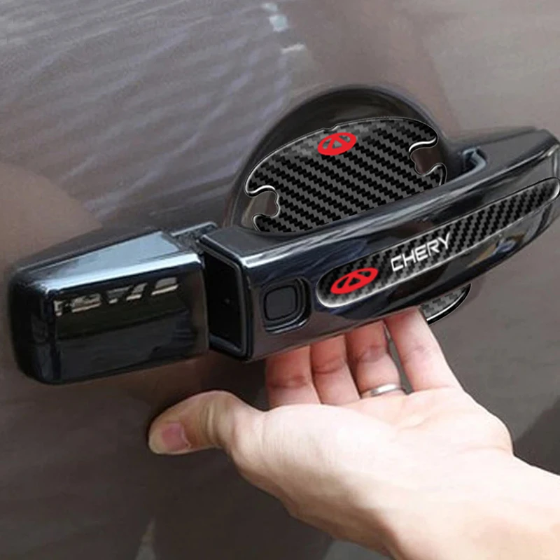 8 шт. защитные наклейки на дверную ручку из углеродного волокна с логотипом