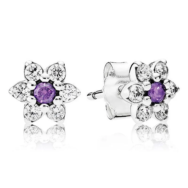 

Original Sparkling Forget Me Not Flower With Crystal Stud Earrings For Women 925 Sterling Silver Wedding Gift Fashion Jewelry