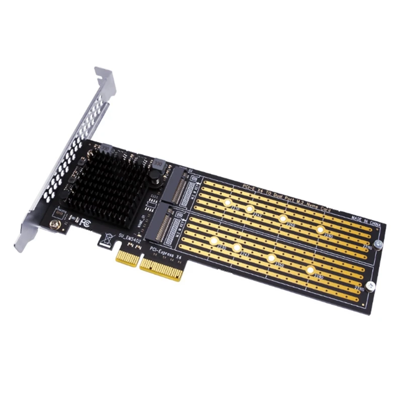 

SSU PCI-E X4 To Dual Nvme Pcie Adapter,M.2 Nvme SSD To PCI-E X8/X16 Card Support M.2 (M Key) Nvme SSD 40Gbps