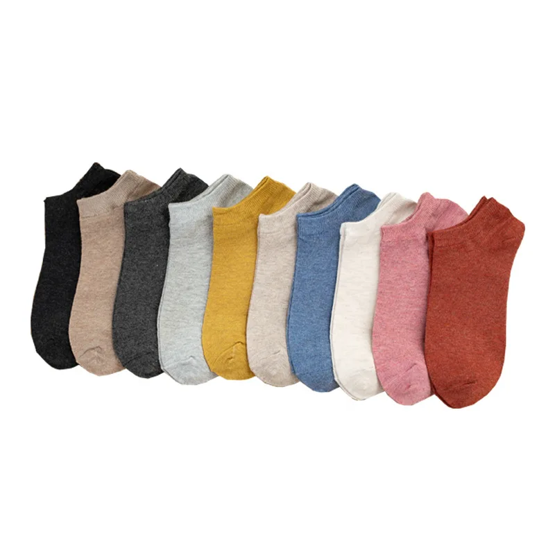 5 Pair Spring and Summer New Socks Wholesale All Cotton Women's Ten Colors Japanese Style Mingsu Wind Boat Socks Color