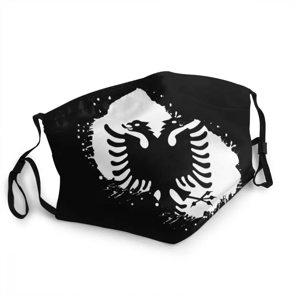 

Albania Emblem Sovereign Reusable Adult Mouth Face Mask Albanian Flag Anti Haze Dust Protection Cover Respirator Muffle