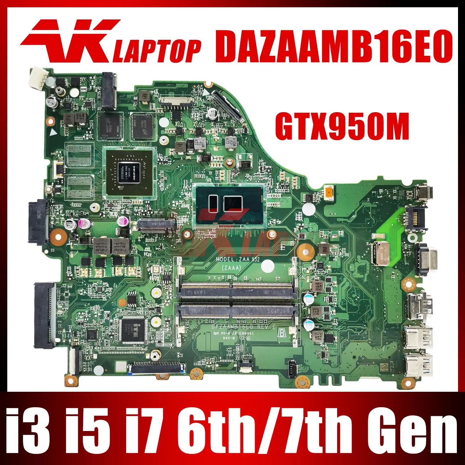 Материнская плата DAZAAMB16E0 с процессором I3/I5/I7 GTX950M