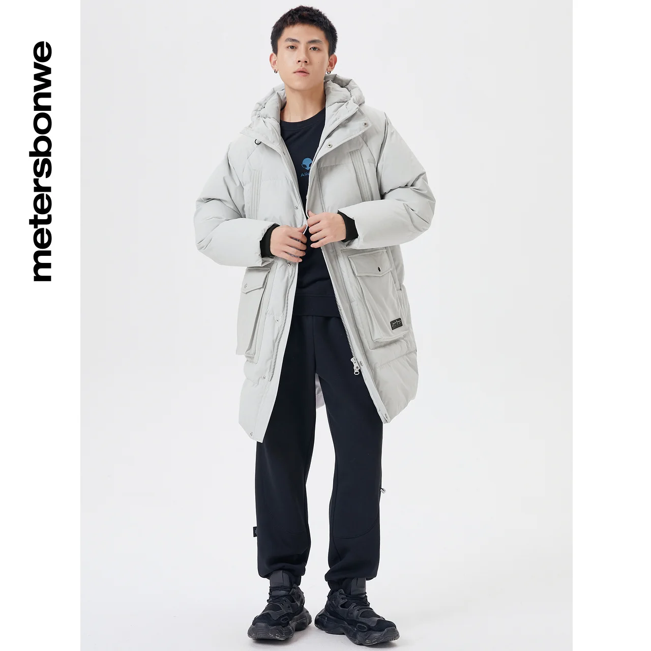 Metersbonwe Long Hooded Down Jacket Men Winter Simple Down Coat Male Fashion Thick Overcoat Warm Outerwear Brand Greatcoat