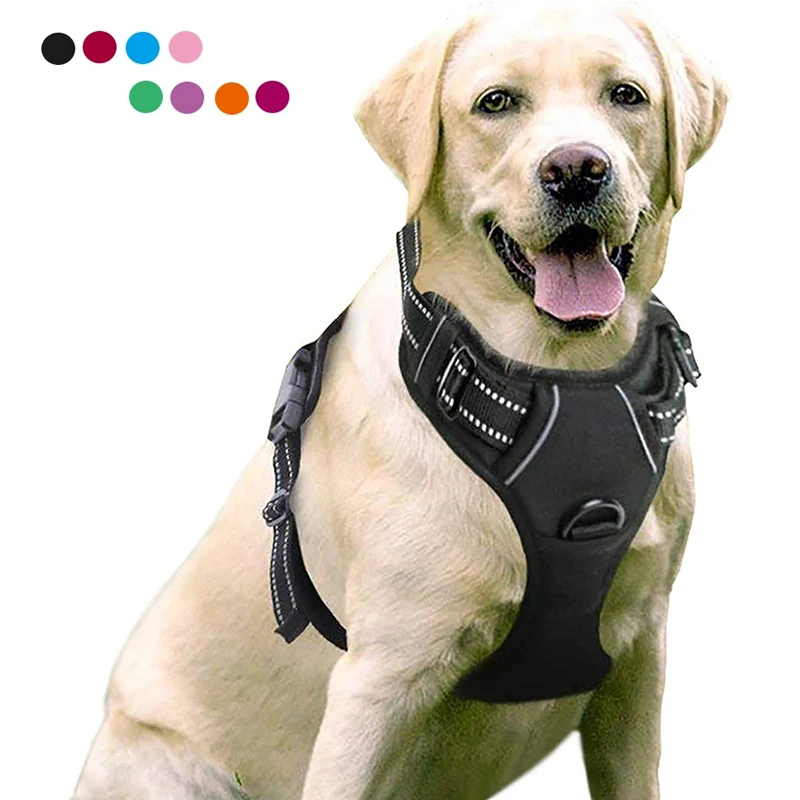 Dog Harness No-Pull Pet Harness Adjustable Dog Vest Reflective No-Choke Pet Oxford Vest with Easy Control Handle for Large Dogs