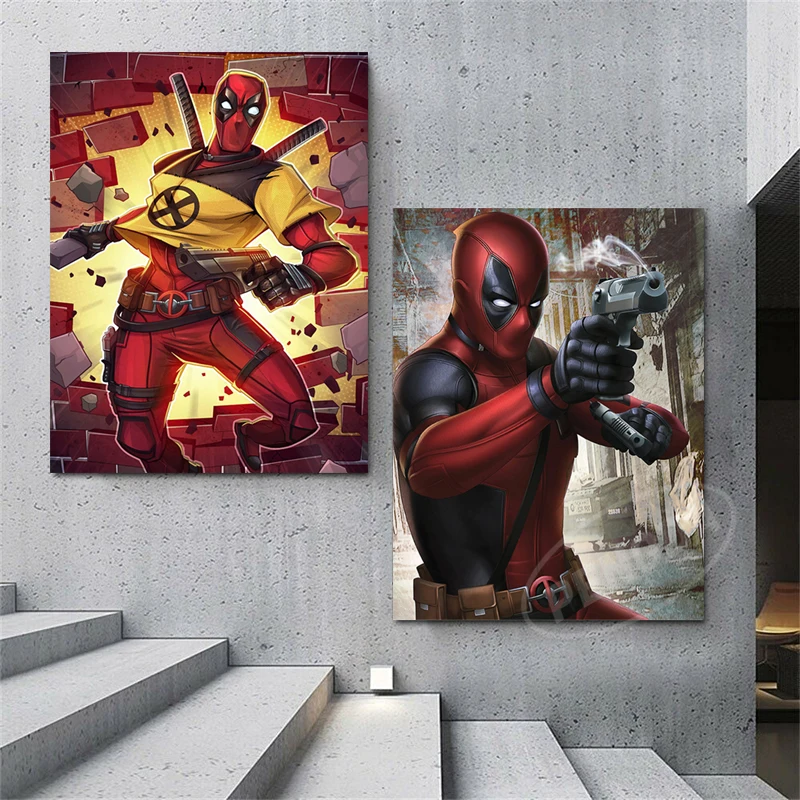 Забавный постер Дэдпул ездить на велосипеде холст картина Мстители принты
