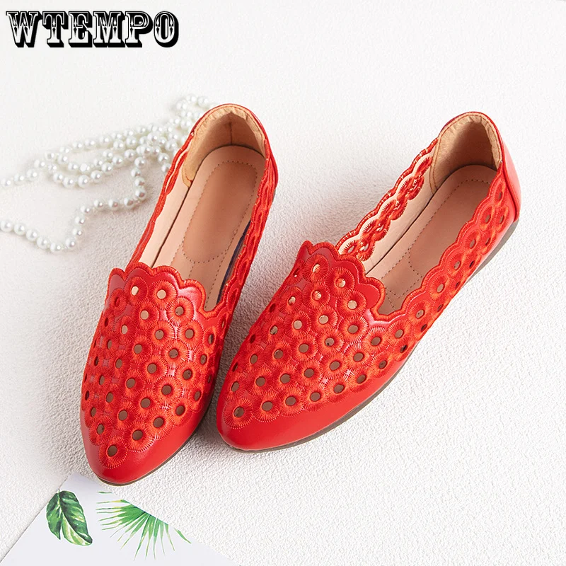 

WTEMPO Tendon Soft-soled Pointed Peas Shoes Women's Summer Retro Hollow Pedal Small Single Shoes Women Wholesale Dropshipping