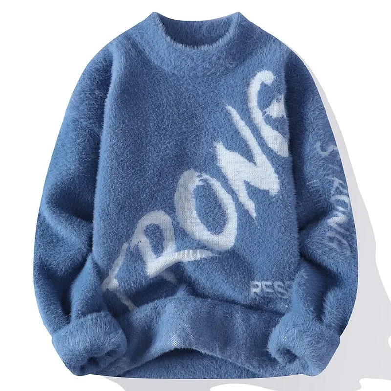 Трендовый мужской свитер minkсвитер на флисовой подкладке утепленный базовый слой