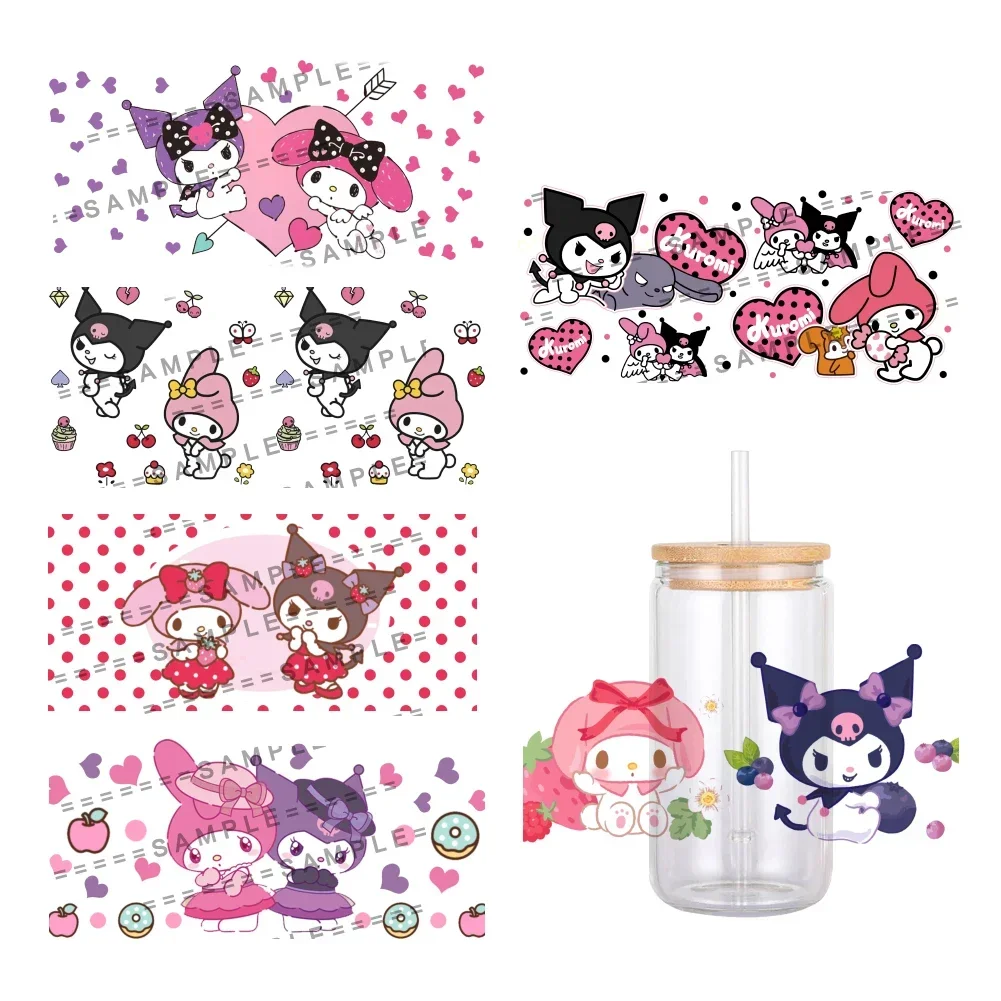W 11x24 см Mini UV DTF переводная наклейка Sanrio мультфильм Kuromi Melody водонепроницаемые
