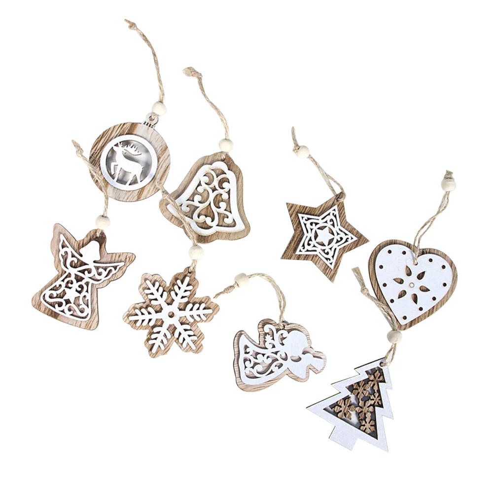 

8pcs Pendants Decor Creative Pattern Hollow Christmas Tree Ornament DIY Hanging Party Decor
