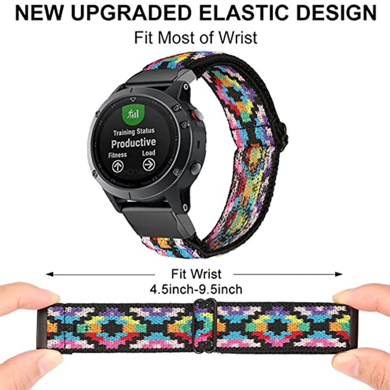 Фото 20 22 26 мм эластичный тканый нейлоновый ремешок с петлей для Garmin Fenix 7X 6X 5X 7S 6S 5S Pro 7 6 5 Plus 3HR 945 Epix Gen 2 Enduro Watch Band №4