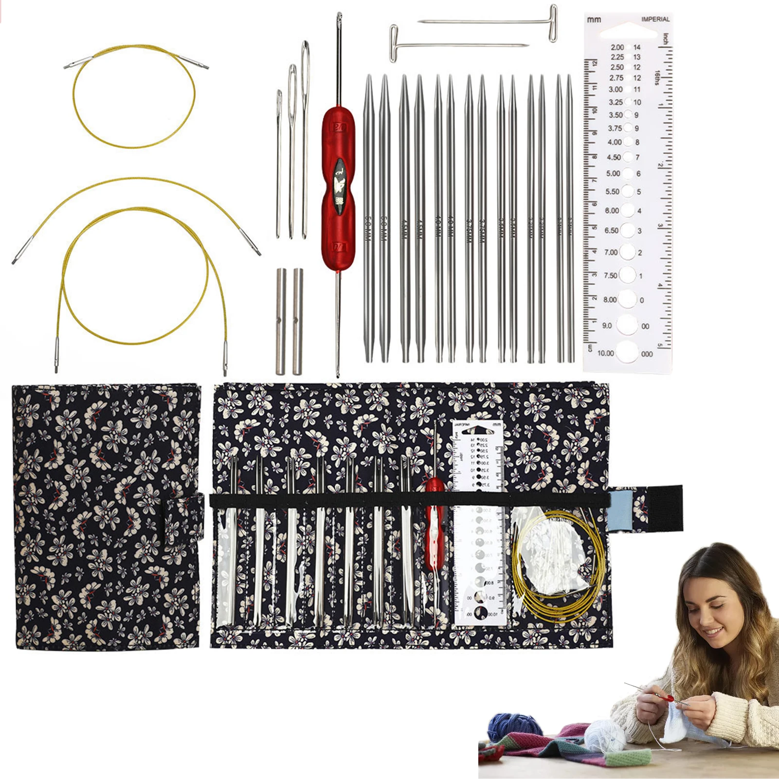 

Knitting Needles Set Sewing Tools Set Circular Knitting Needles Set For Beginners Round Sewing Tools Full DIY Craft Kits