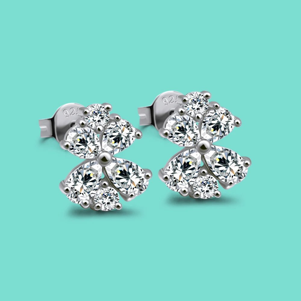 

Korean Fashion S925 Sterling Silver Needle Bow CZ Zircon Inlaid Perforated Earstuds With Spiral Women's And Girls' Crystal Jewel