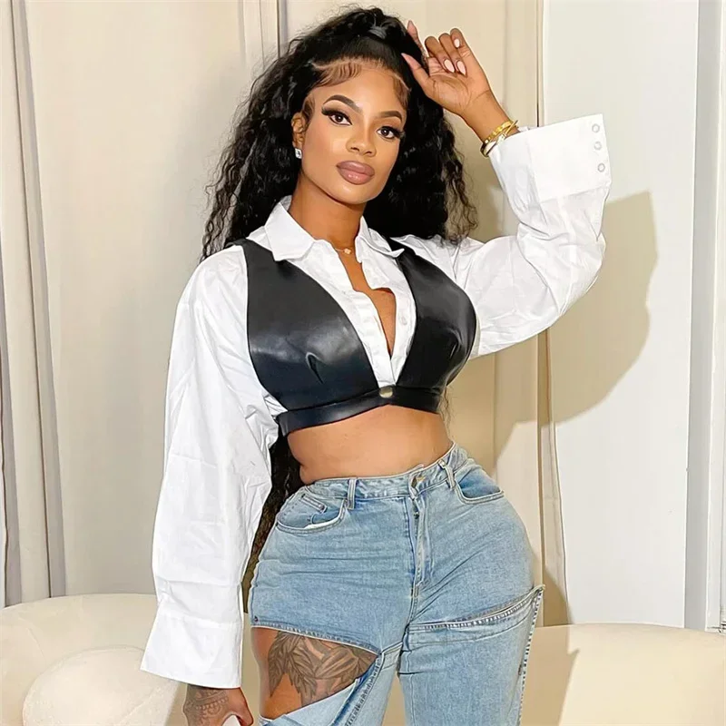 Уличная одежда однобортные рубашки с длинными рукавами блузки женская Y2K модные