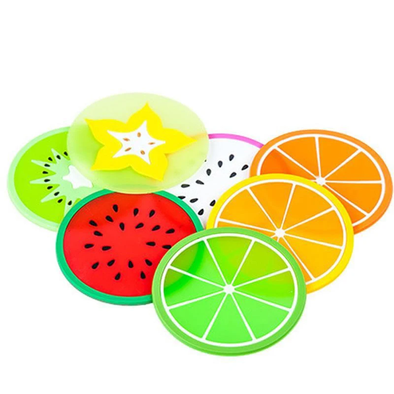 

7PCS/set Fruit Shaped Coaster Silicone Dining Table Placemat Coasters Kitchen Cup Mat Mug Heat-resistant Coffee Hot Drink Pad