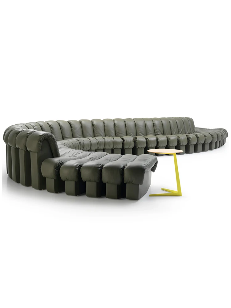 

The product can be customized.Modern simple full leather sofa Serpentine villa large apartment special-shaped S-shaped module co