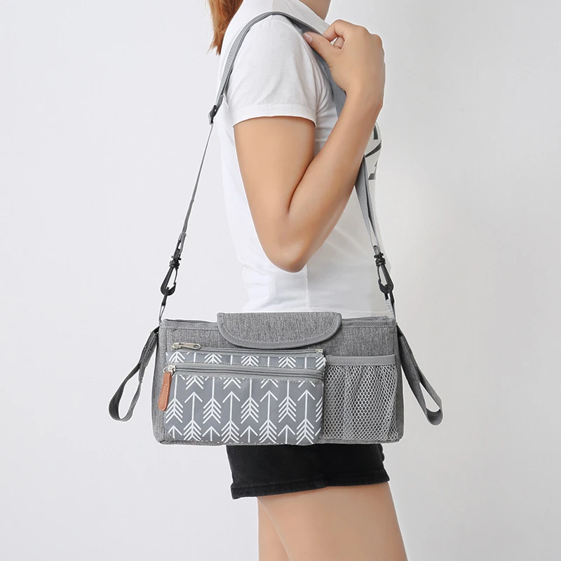 

Однотонная грязеотталкивающая подвесная сумка для детской коляски, Вместительная дорожная сумка для мамы, многофункциональный органайзер...