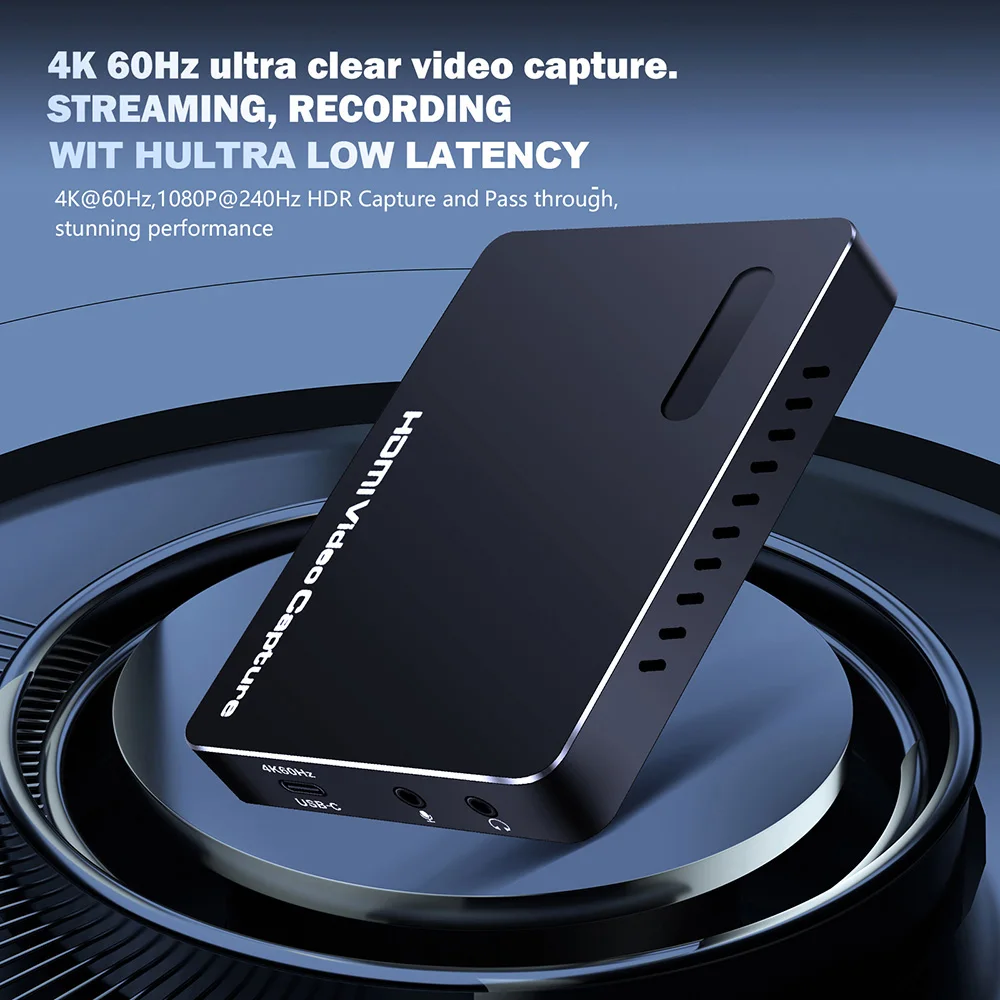 Фото Карта видеозахвата, совместимая с 4K HDMI USB 3,2 4K60 Гц, низкая задержка Plug and Play, вход/выход 4Kp60, красочная потоковая запись №2