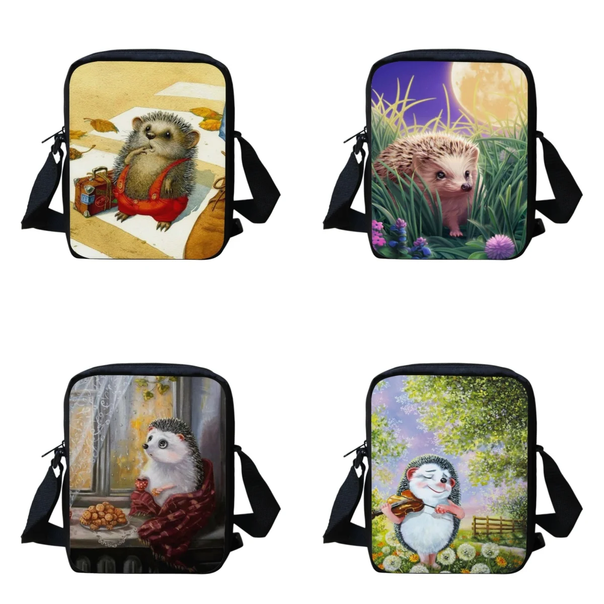 

Crossbody Bags Women Cartoon Hedgehog Handbag Simple Style Casual Totes Phone Purse Holder Lady Shoulder Bag for Camping Bookbag