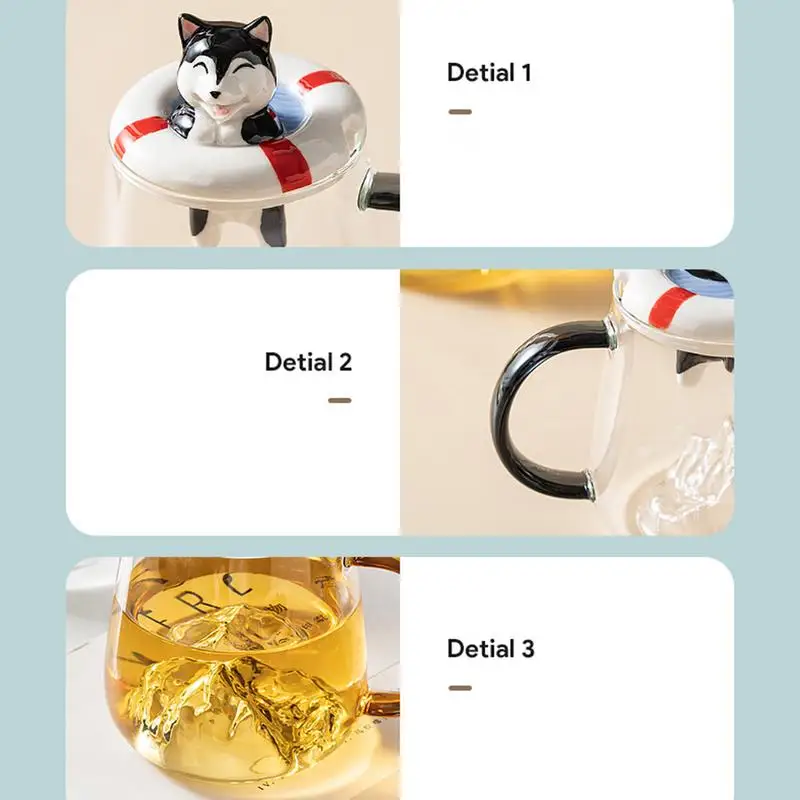 Стеклянная кружка с крышкой Мультяшные чашки для чая собакой Чашки кофе