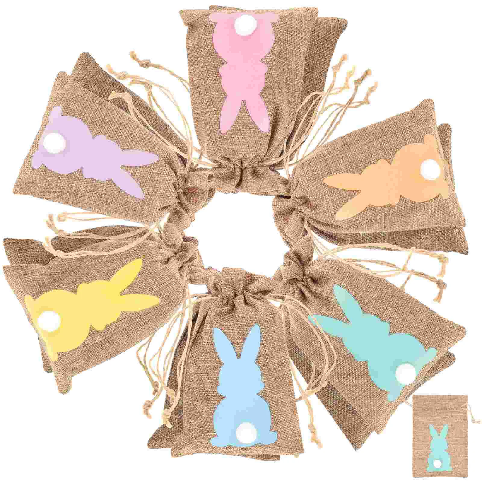 

Easter Gift Drawstring Candy Rabbit Burlap Bunnyjewelry Linen Treats Favor Wrapping Holiday Packing Party Treat Jute Snack