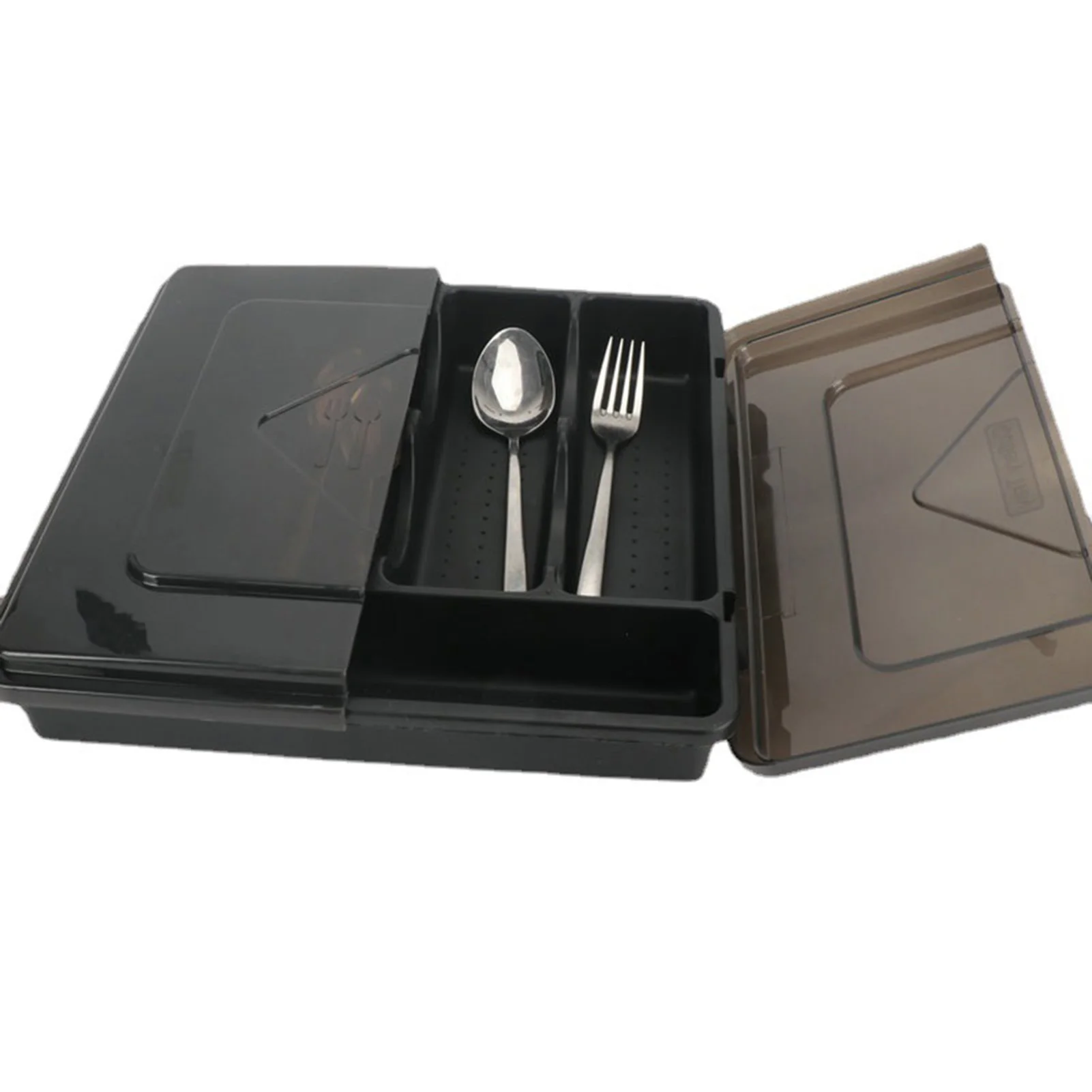 

Cutlery Storage Box With Cover Multipurpose Compartment Tableware Organizer